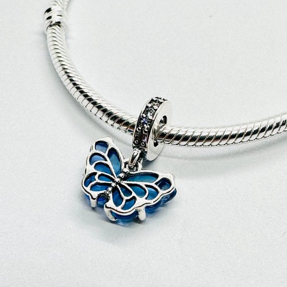 NEW authentic Blue Murano Glass Butterfly Dangle Charm 792698C01 - Picture 4 of 5
